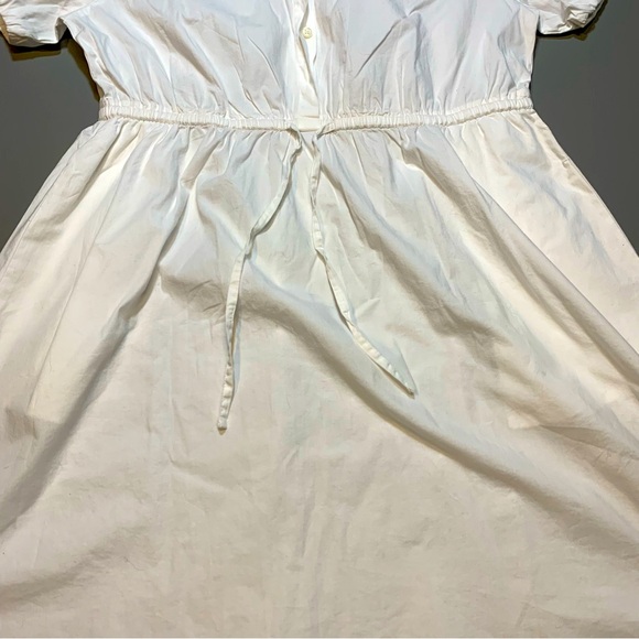 J. Crew Collared Puff Sleeve Shirt Dress White Cotton US 12 NWT - Picture 2 of 14
